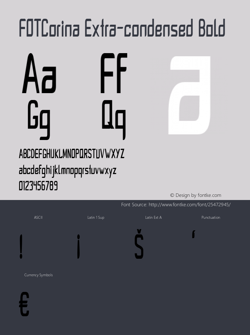 FOTCorina-ExtracondensedBold Version 1.000 Font Sample