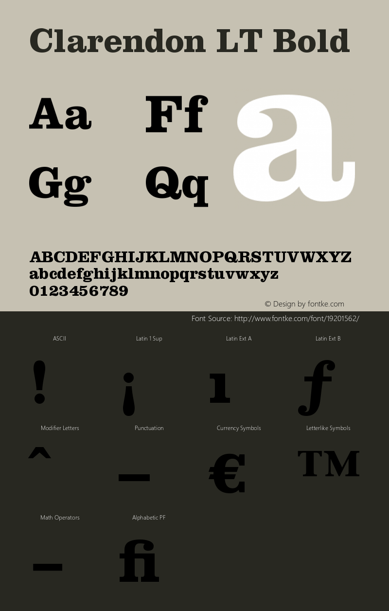 Clarendon LT Bold Version 006.000 Font Sample