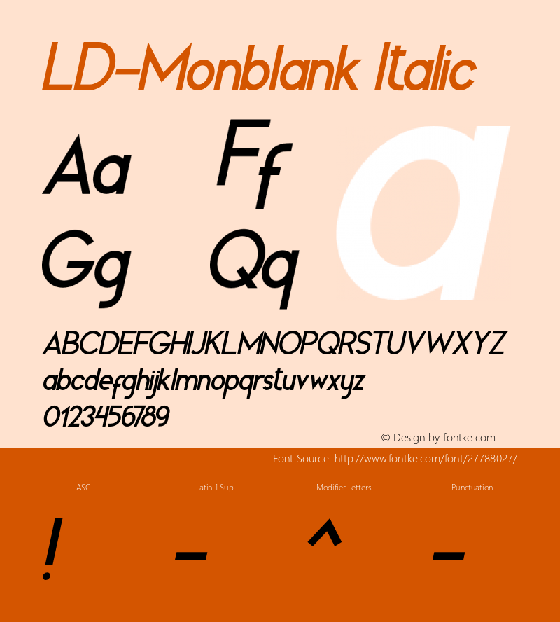 LD-Monblank-Italic 001.000 Font Sample