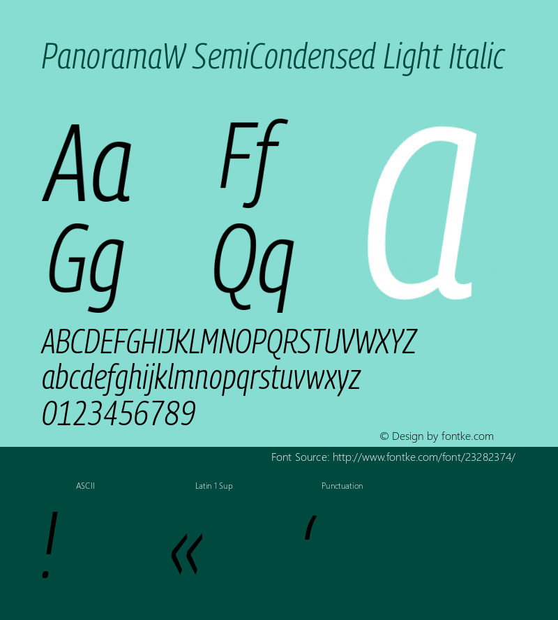 PanoramaW SemiCondensed Light Italic Version 1.001;PS 1.1;hotconv 1.0.72;makeotf.lib2.5.5900; ttfautohint (v0.92) -l 8 -r 50 -G 200 -x 14 -w 