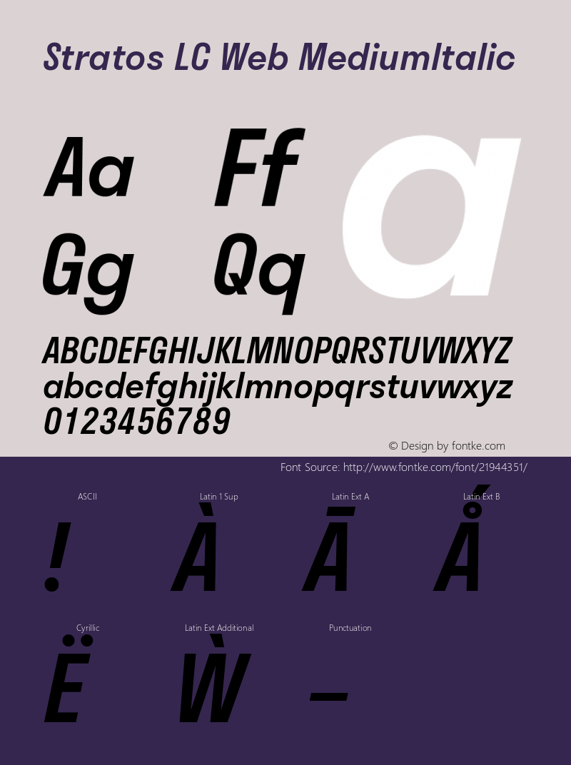 StratosLCWebMediumItalic Version 1.0 Font Sample