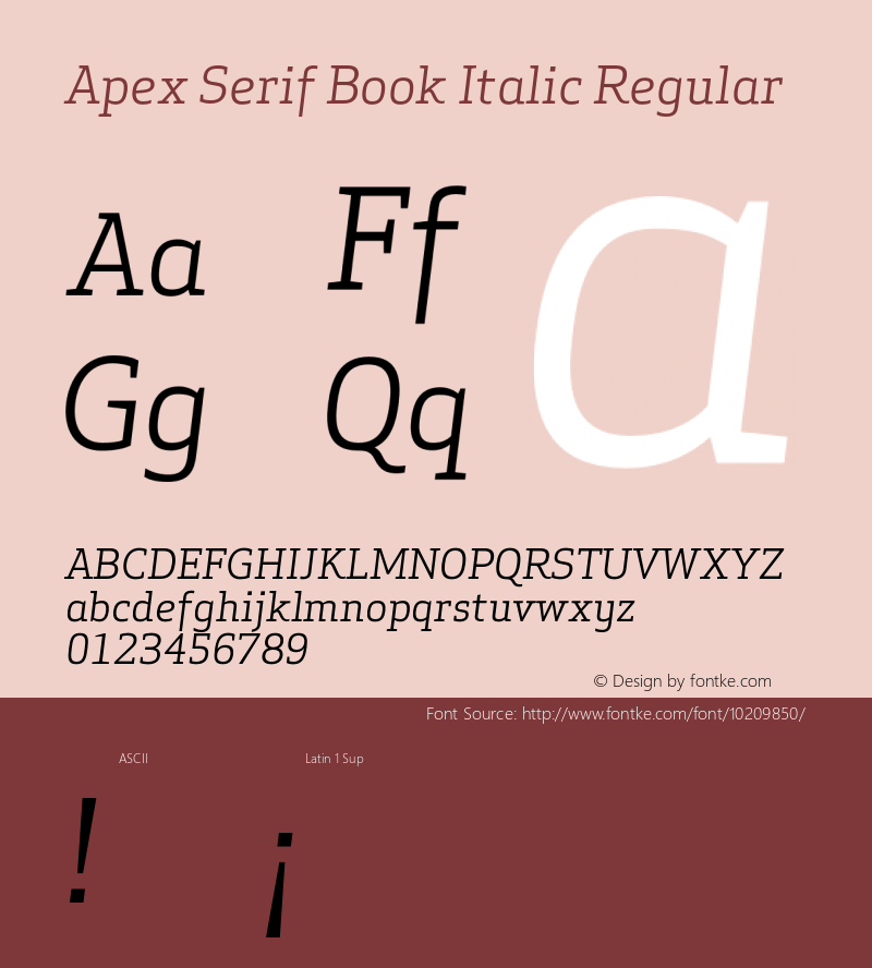 Apex Serif Book Italic Regular 005.000 Font Sample