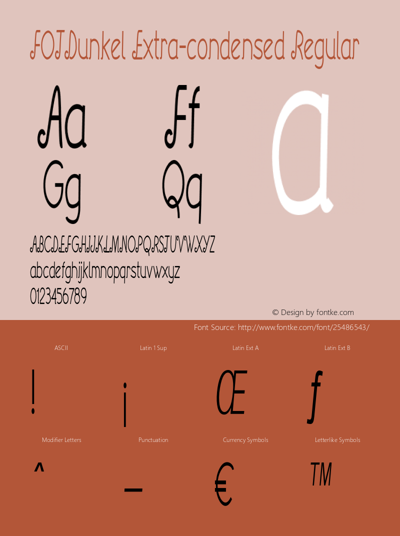 FOTDunkel-ExtracondensedRegular Version 1.000 Font Sample