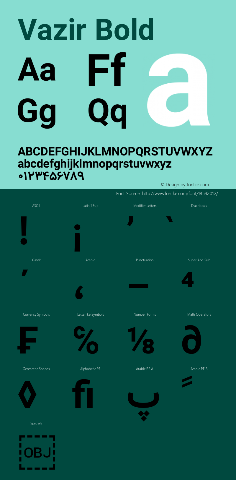 Vazir Bold Version 5.0.0 Font Sample