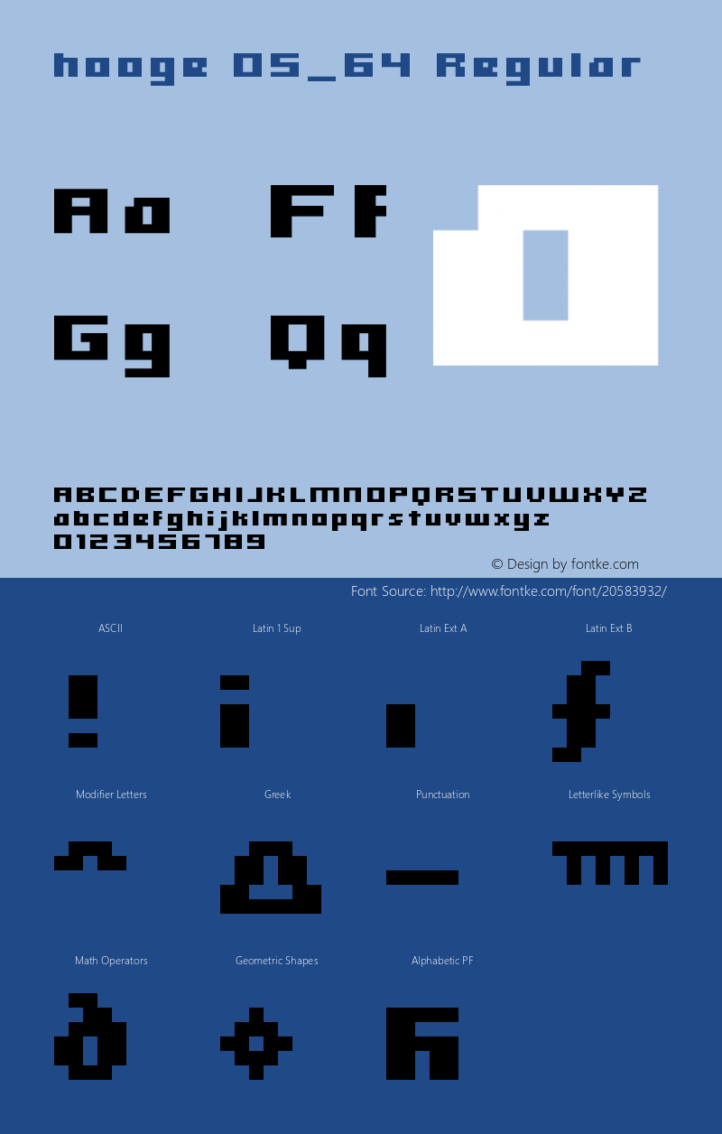 Hooge0564 Version 2.012 Font Sample