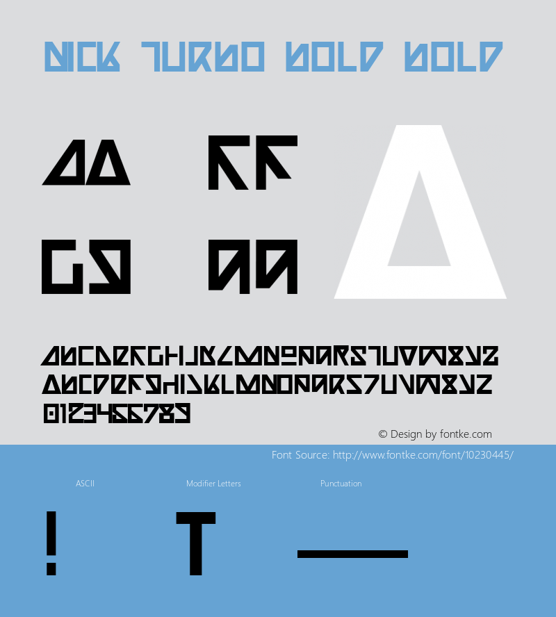 Nick Turbo Bold Bold 1 Font Sample