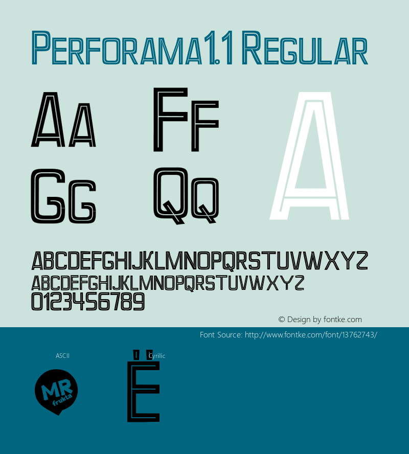 Perforama1.1 Regular Version 1.001 |http://www.behance.net/MRfrukta Font Sample