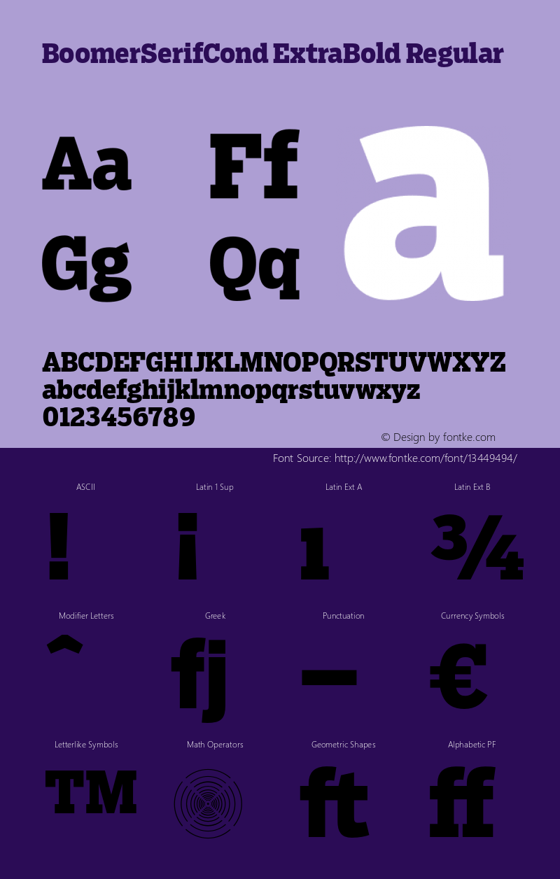 BoomerSerifCond ExtraBold Regular Version 1.0 Font Sample