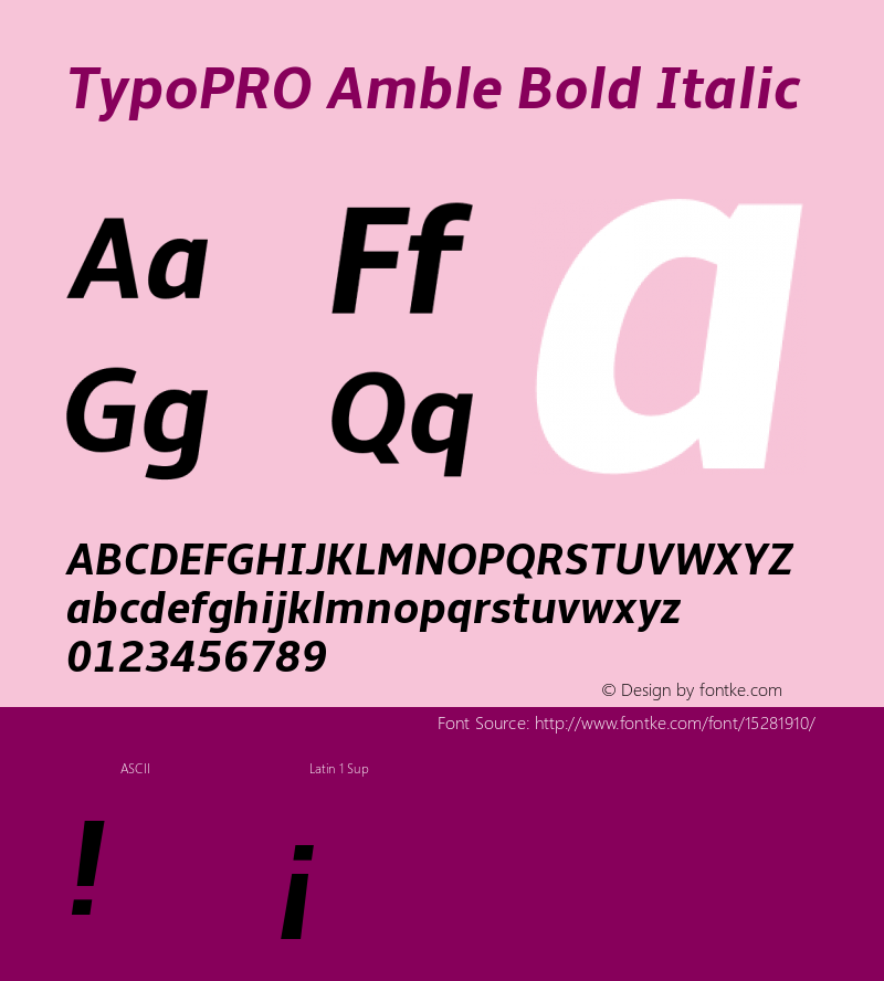 TypoPRO Amble Bold Italic Version 1.00000; 2009 Font Sample