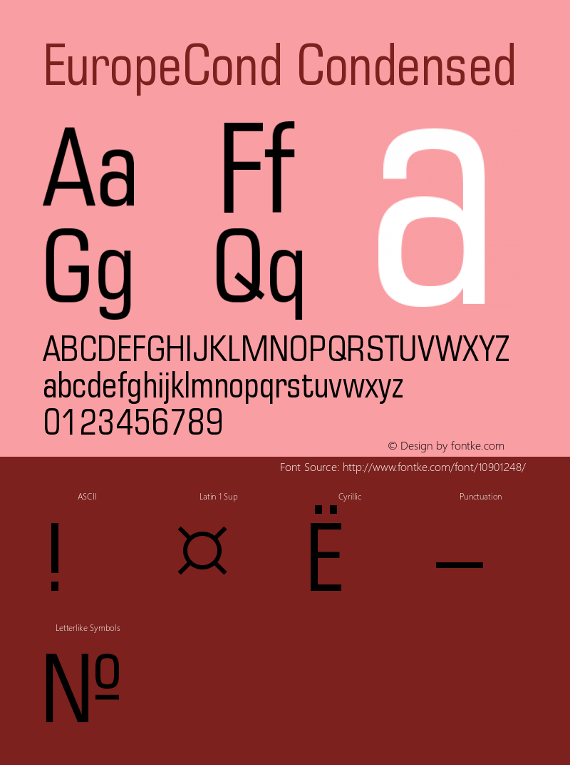 EuropeCond Condensed Version 001.001 Font Sample