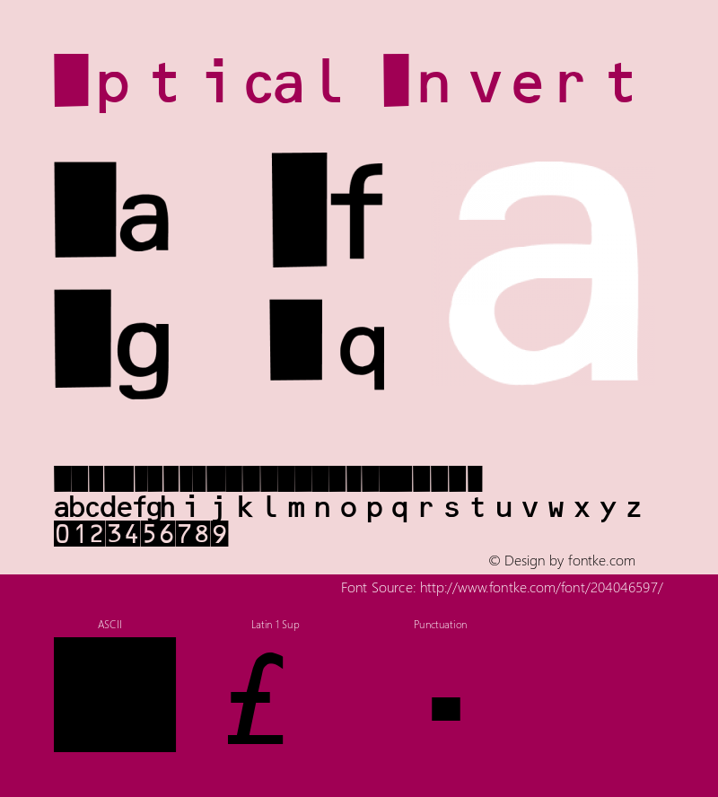 Optical Invert Altsys Fontographer 4.0 14/11/96图片样张