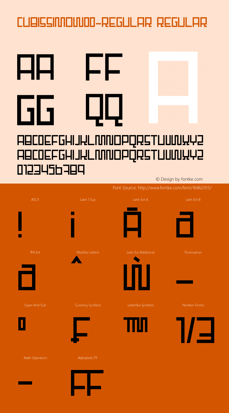 CubissimoW00-Regular Regular Version 1.10 Font Sample