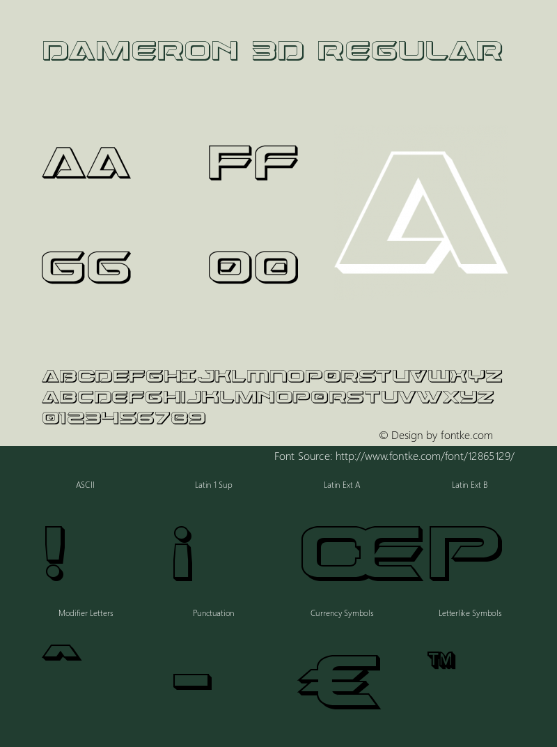 Dameron 3D Regular Version 1.0; 2016 Font Sample