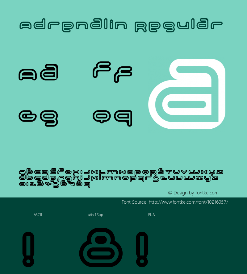 Adrenalin Regular Version 1.00 Font Sample