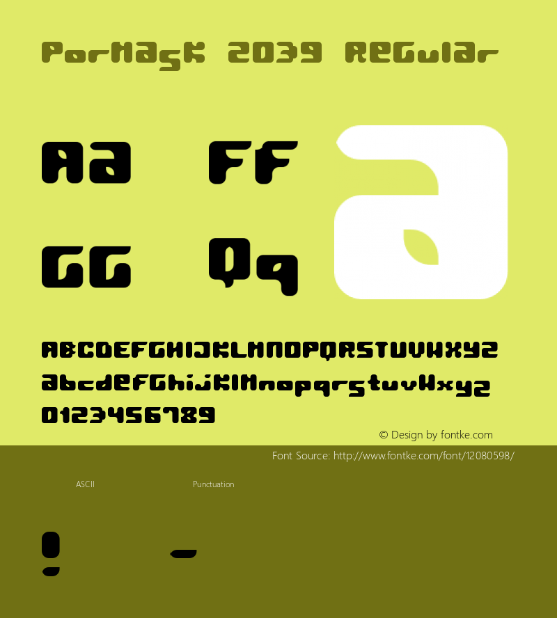 Pormask 2039 Regular som vanligt, i framtiden Font Sample