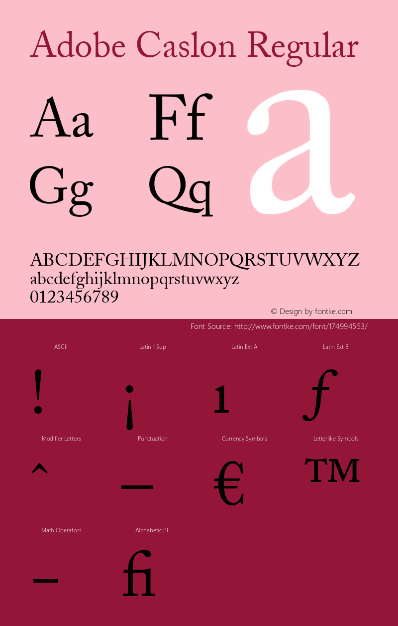 Adobe Caslon Regular 001.003图片样张