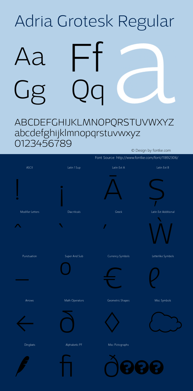 Adria Grotesk Regular Version 1.001 Font Sample