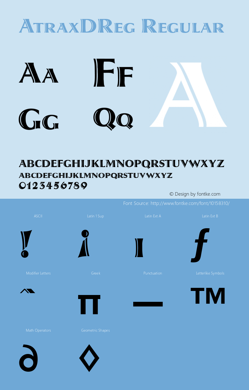 AtraxDReg Regular Version 1.05 Font Sample