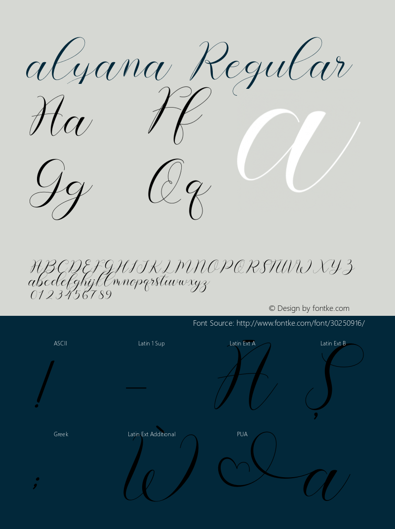 alyana Version 1.00;May 20, 2019;FontCreator 11.5.0.2430 64-bit Font Sample