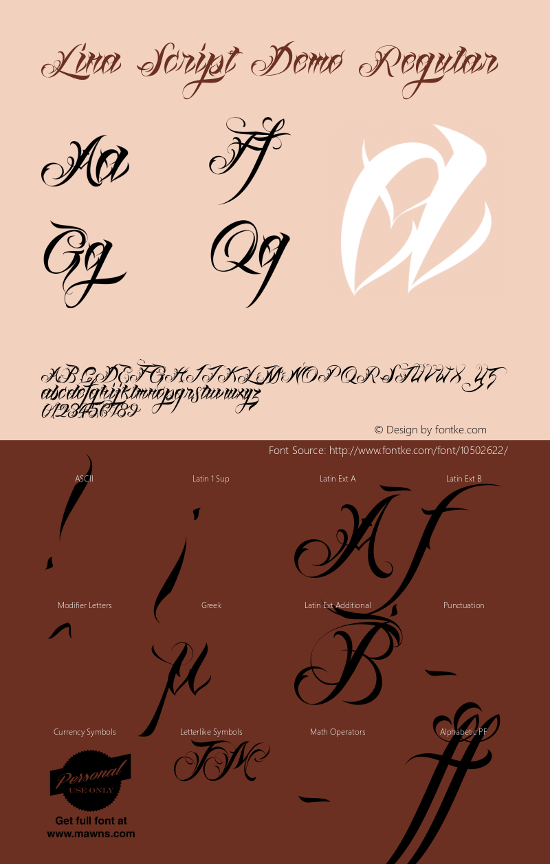 Lina Script Demo Regular Version 1.000 Font Sample