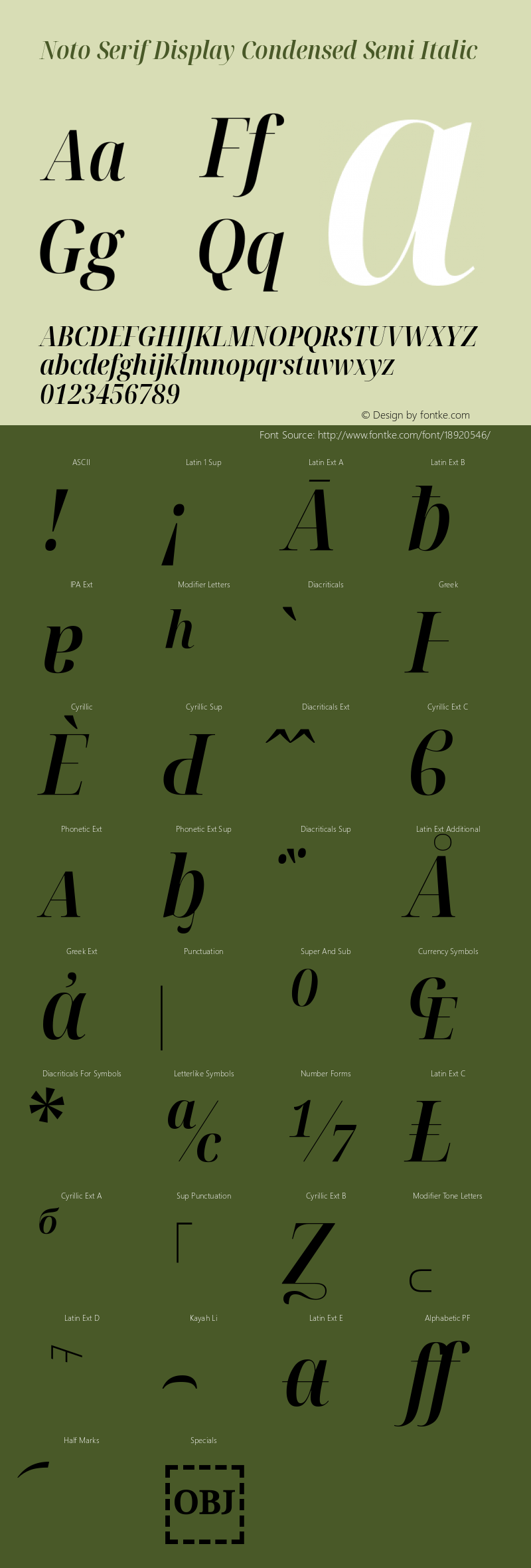 Noto Serif Display Condensed Semi Italic Version 1.900 Font Sample