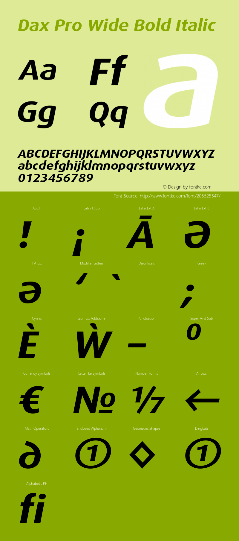 Dax Pro Wide Bold Italic Version 7.504; 2006; Build 1022图片样张