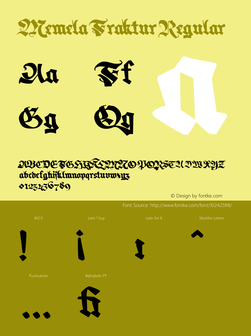 Memela Fraktur Regular Version 1.000 Font Sample