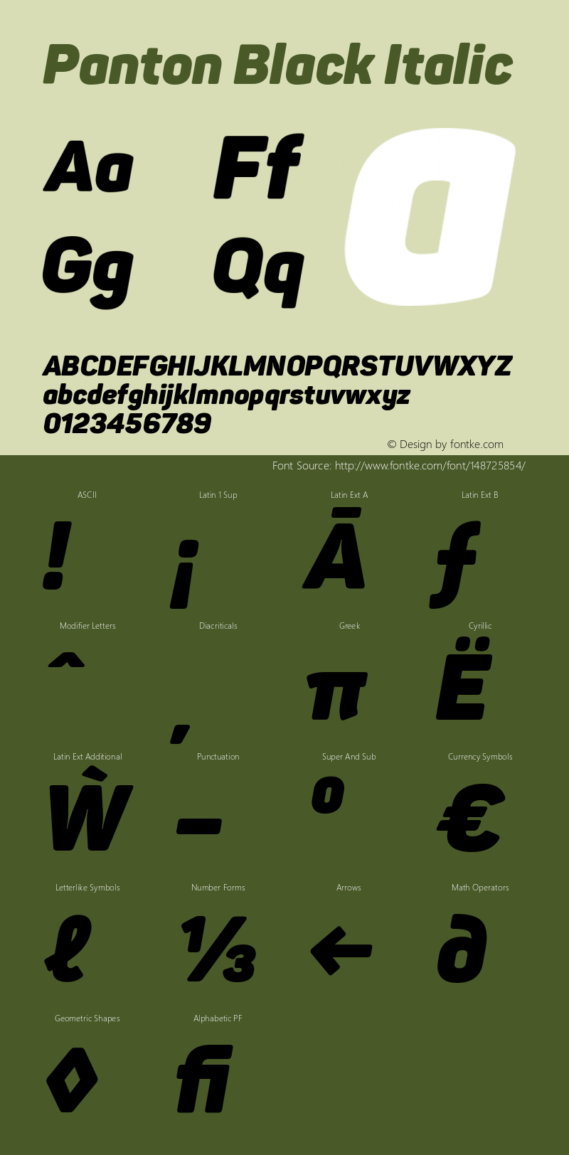 Panton-BlackItalic Version 1.000 Font Sample
