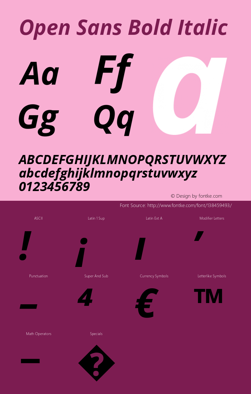 Open Sans Bold Italic Version 1.10 Font Sample