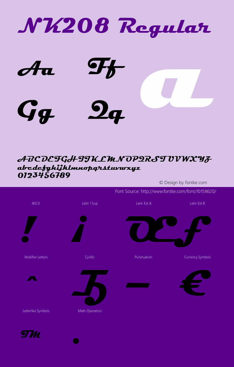 NK208 Regular Version 1.00 2006 initial release Font Sample