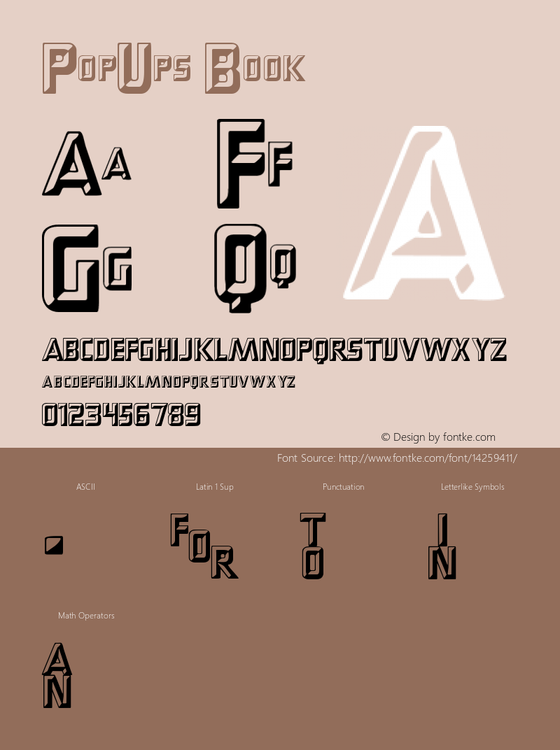 PopUps Book Version Macromedia Fontograp Font Sample