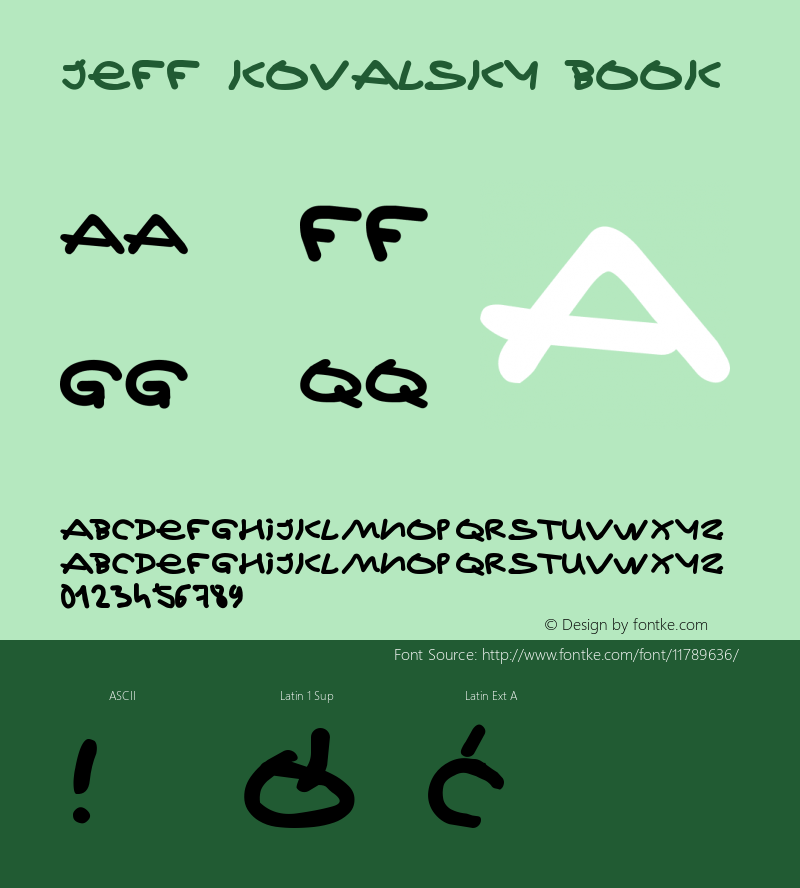 Jeff Kovalsky Book Version 2.0 Font Sample