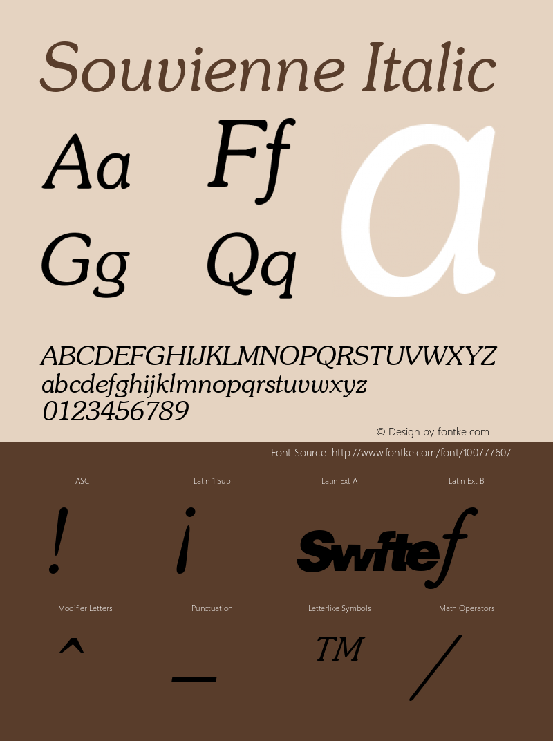 Souvienne Italic Rev. 002.002 Font Sample