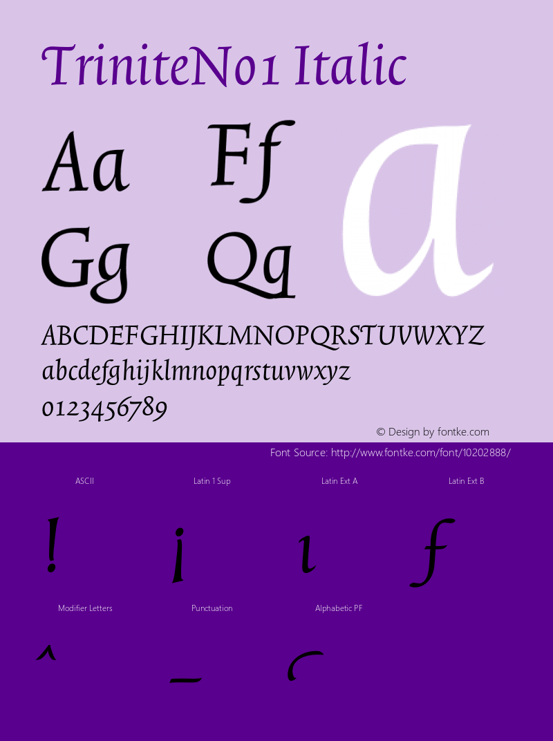 TriniteNo1 Italic 001.000 Font Sample