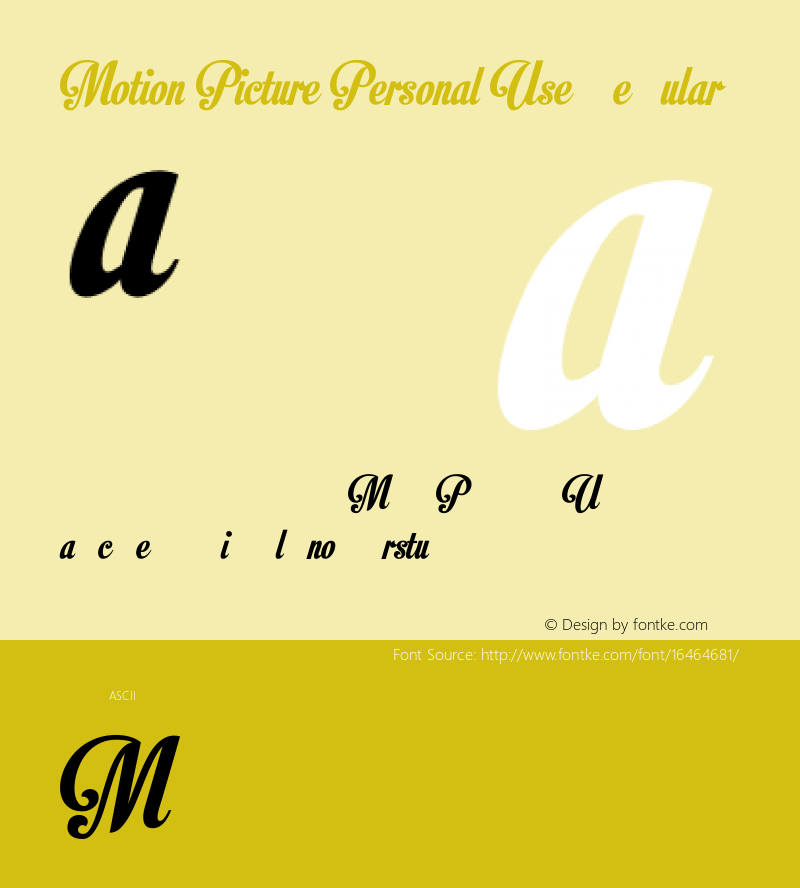 Motion Picture Personal Use Regular Version 1.000 Font Sample