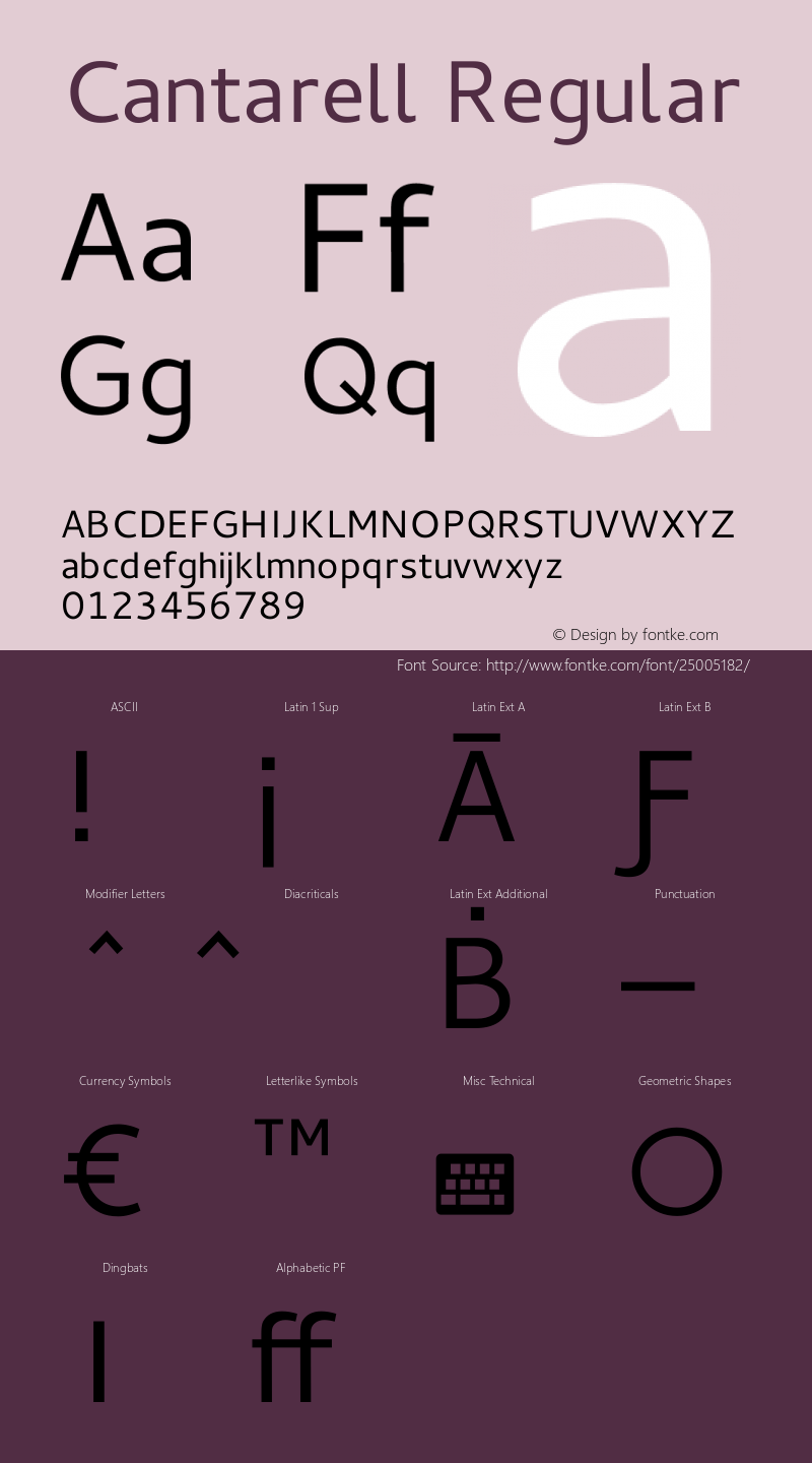 Cantarell Regular Version 0.0.8 Font Sample