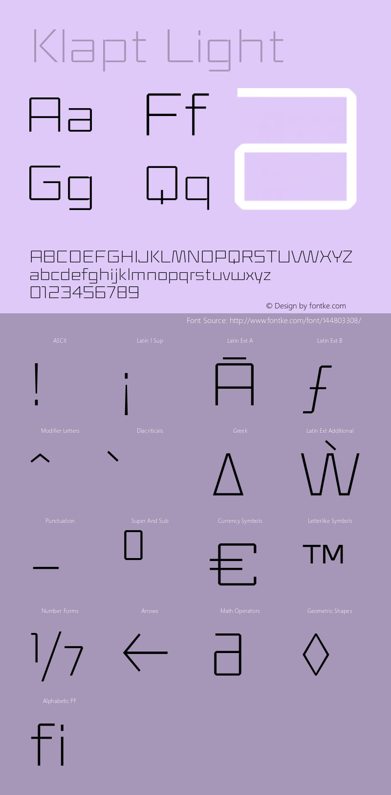 Klapt Light Version 1.000 | wf-rip DC20190925 Font Sample