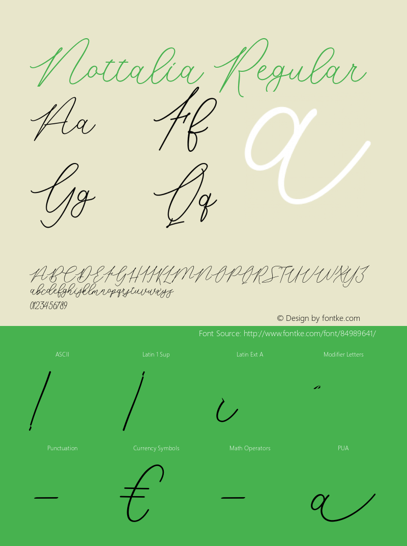 Nottalia Version 1.000 Font Sample