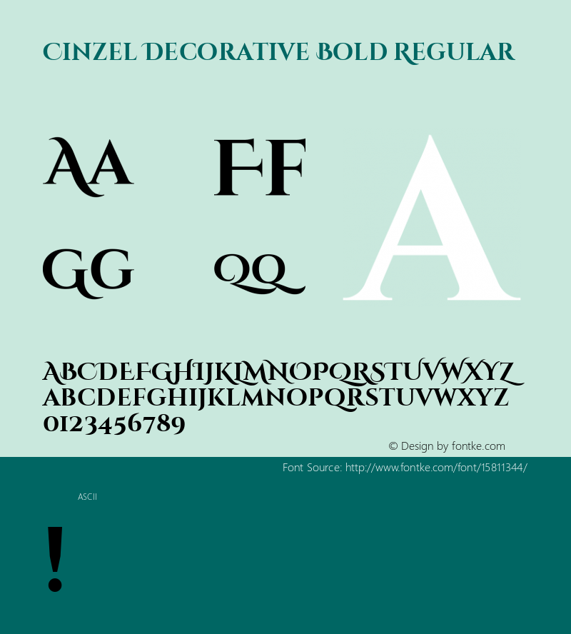 Cinzel Decorative Bold Regular Version 1.001;PS 001.001;hotconv 1.0.56;makeotf.lib2.0.21325; ttfautohint (v1.4.1) Font Sample