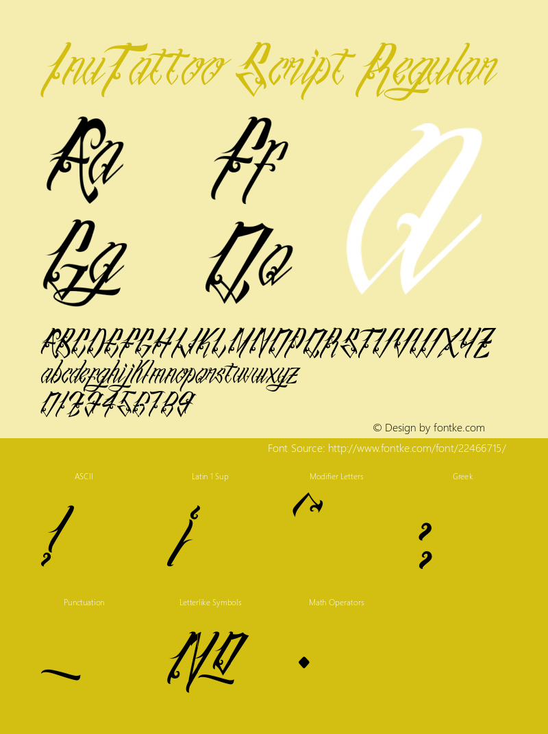 InuTattoo Script Version 1.00 August 28, 2013, initial release Font Sample