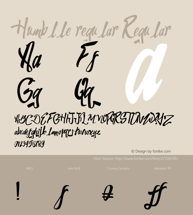 Humblleregular Version 1.000;PS 001.001;hotconv 1.0.56 Font Sample