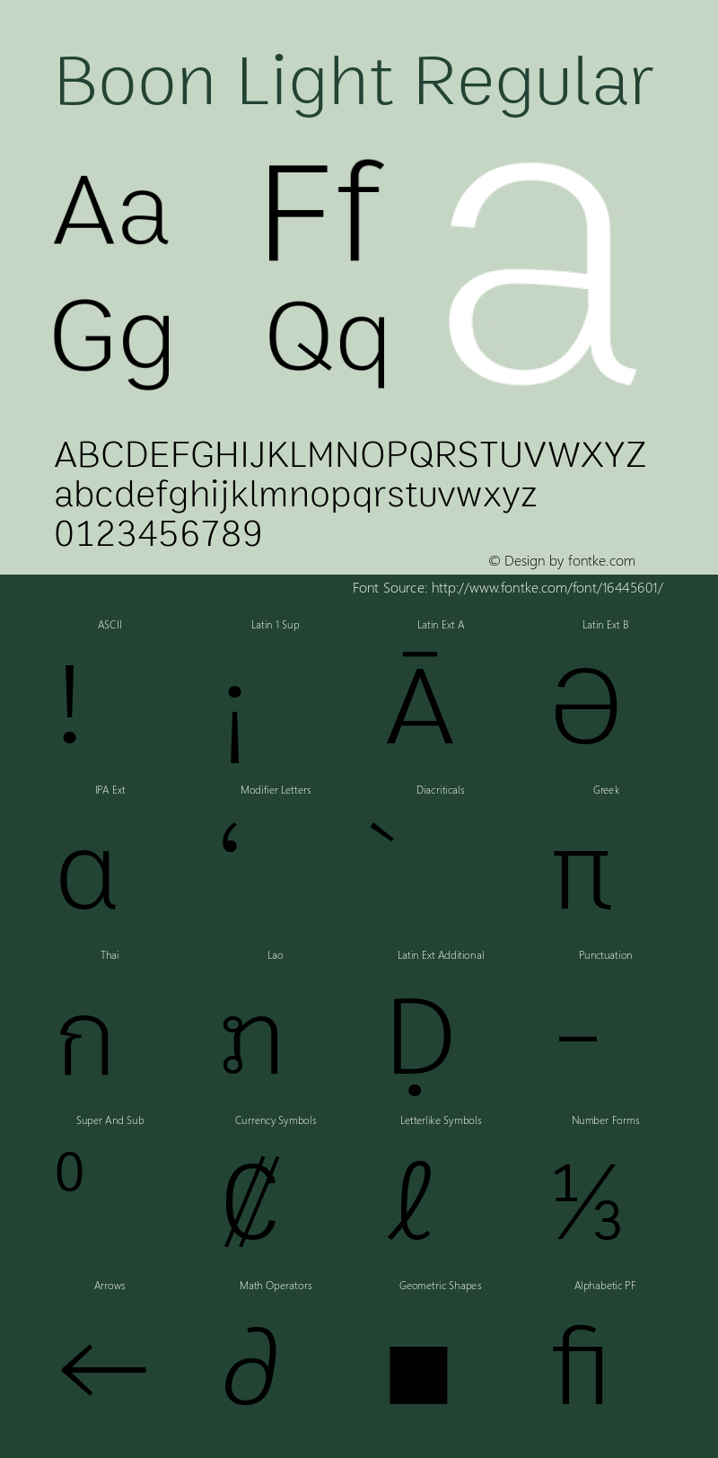 Boon Light Regular Version 2.0 Font Sample