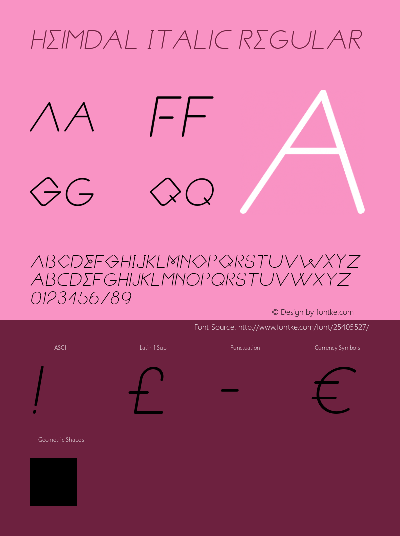 Heimdal Italic Regular Version 1.000 Font Sample