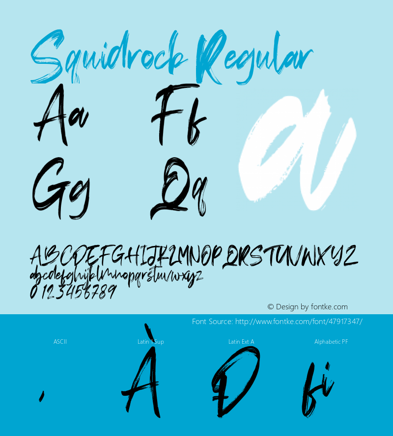 Squidrock Version 1.000 arendxstd Font Sample