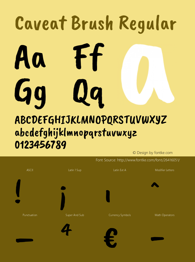 Caveat Brush Version 1.096; ttfautohint (v1.3) Font Sample