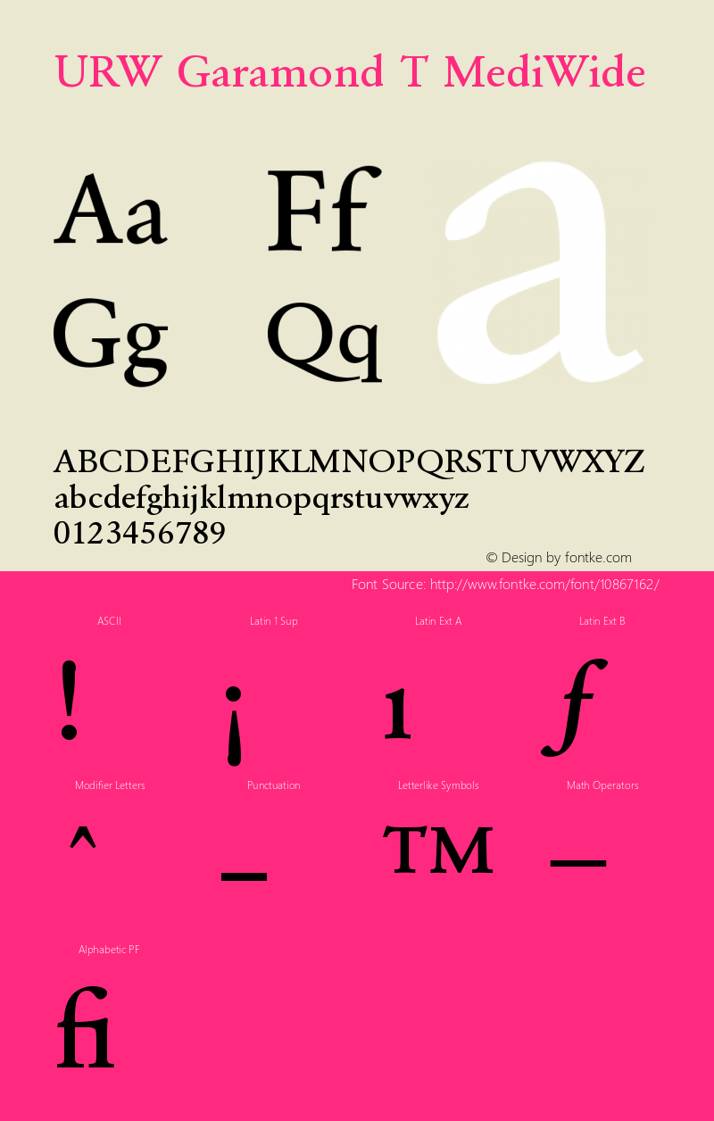 URW Garamond T MediWide Version 001.005 Font Sample