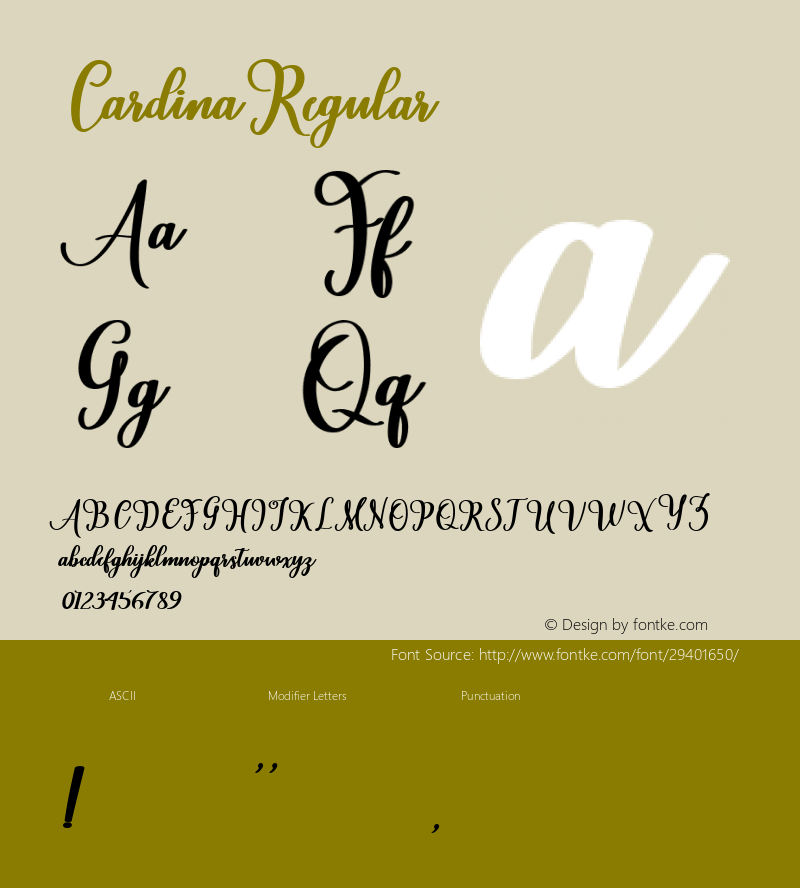 Cardina Version 1.000 Font Sample