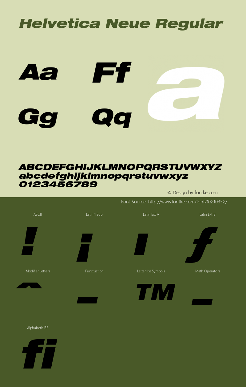 Helvetica Neue Regular 001.000 Font Sample