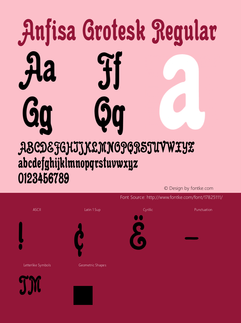 Anfisa Grotesk Regular Version 1.000 2000 initial release Font Sample