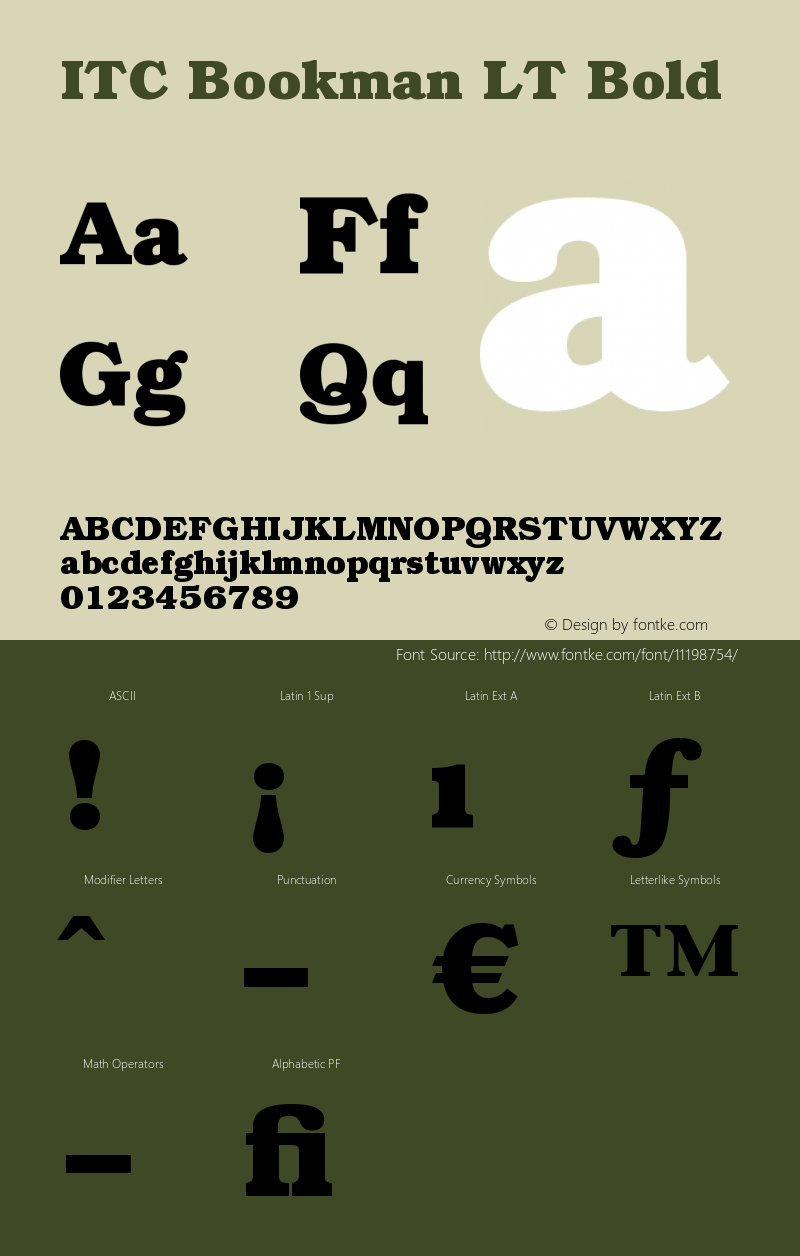 ITC Bookman LT Bold Version 006.000 Font Sample